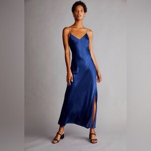 DANNIJO Cobalt Blue 100% Silk Maxi Dress, crystal embellished straps, S, nwt